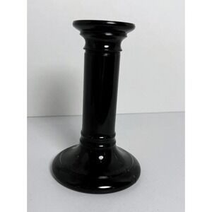 Vintage MCM Black Amethyst Glass Pillar Vase 5.5" High Dinning/Living room decor